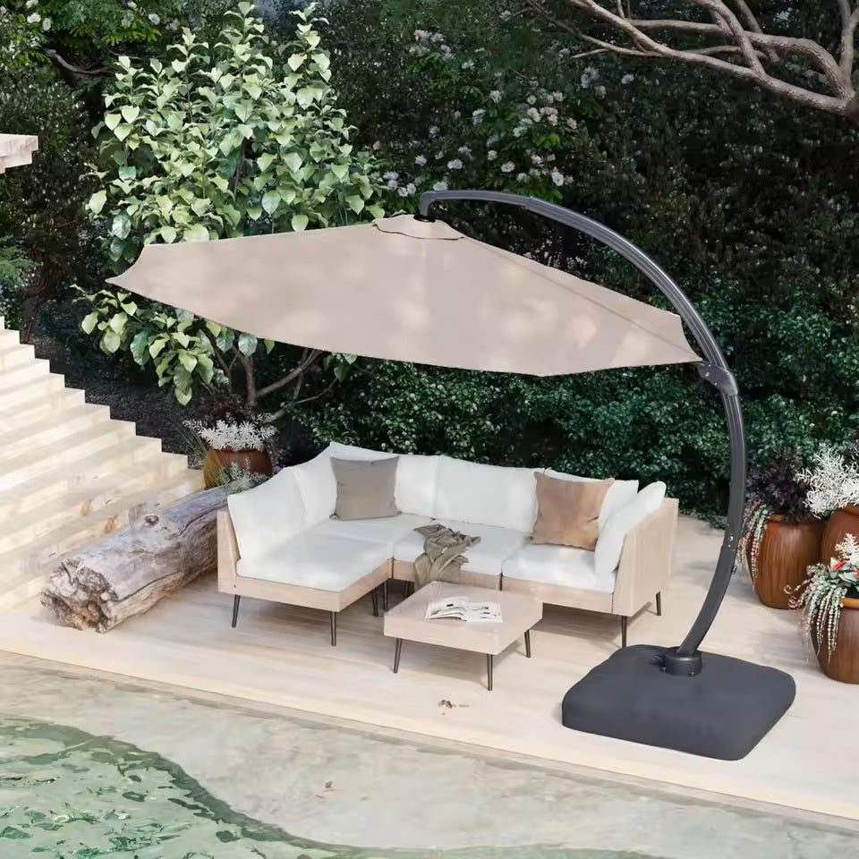 11FT Cantilever Patio Umbrella with Base - Large Round Offset Outdoor USA