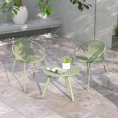 3-Piece Green Bistro Set | Compact PP Outdoor Furniture for Balcony & Small Spaces