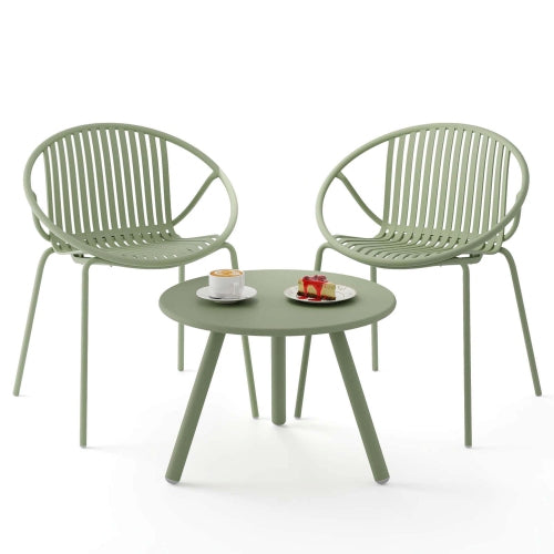 3-Piece Green Bistro Set | Compact PP Outdoor Furniture for Balcony & Small Spaces