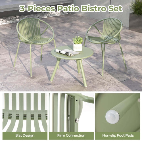 3-Piece Green Bistro Set | Compact PP Outdoor Furniture for Balcony & Small Spaces