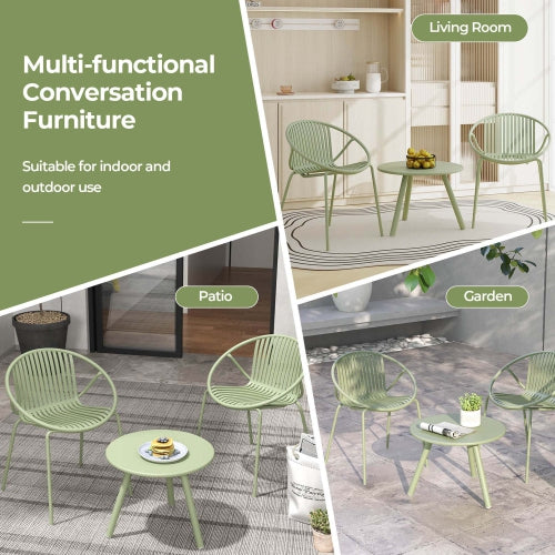 3-Piece Green Bistro Set | Compact PP Outdoor Furniture for Balcony & Small Spaces