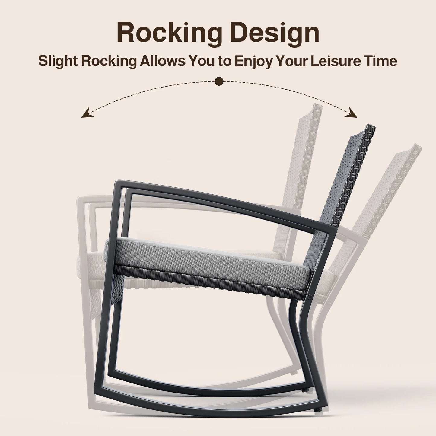 4-Piece Rocking Wicker Patio Set | Outdoor Conversation Furniture with Glass Coffee Table