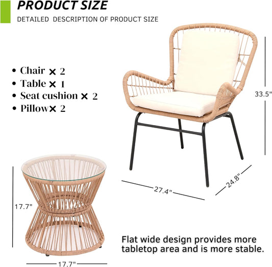 Compact Patio Bistro Set of 3 - All-Weather Patio & Balcony Furniture