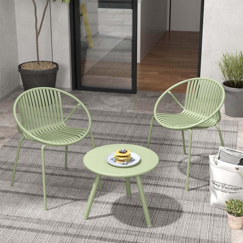 3-Piece Green Bistro Set | Compact PP Outdoor Furniture for Balcony & Small Spaces