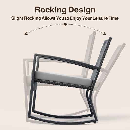 4-Piece Rocking Wicker Patio Set | Outdoor Conversation Furniture with Glass Coffee Table